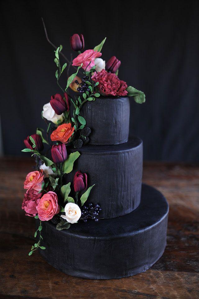 pastel de boda negro