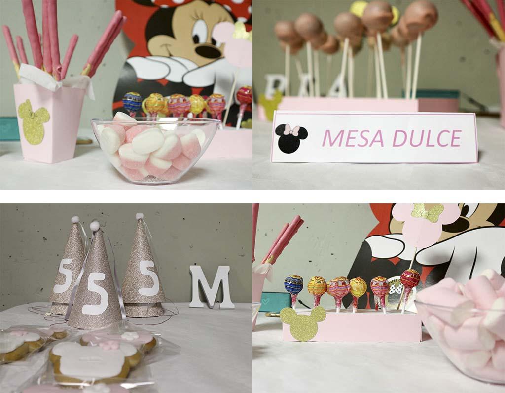 4 imagenes de una mesa de dulces