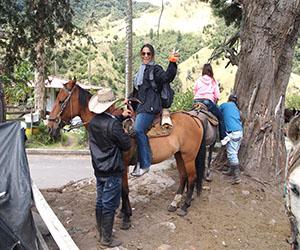 A caballo a la cascada del Bosque de NIebla en el Valle de Cocora