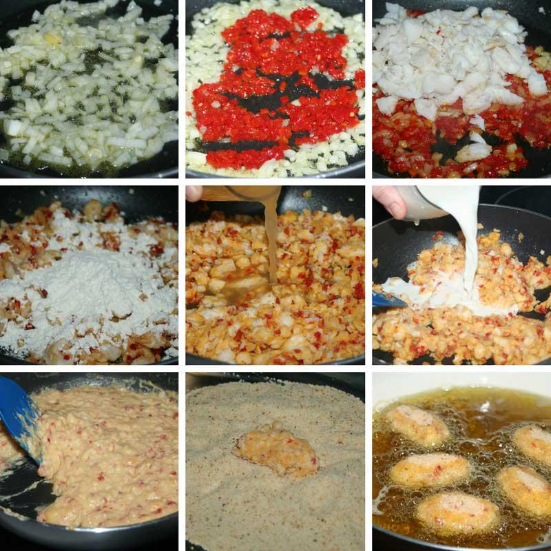 receta croquetas de pescado y pimientos del piquillo
