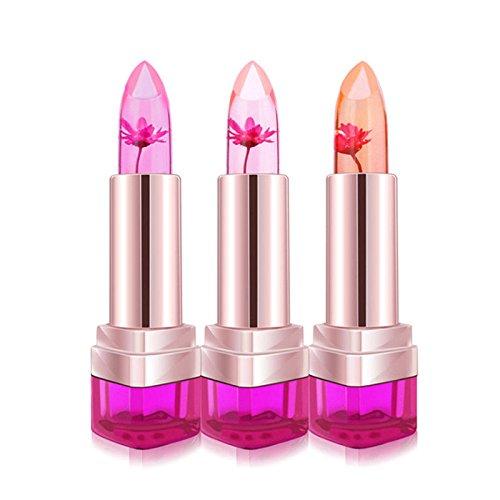 3 Piezas Brillo De Labios Barra De Labios De Flor Jalea Mágica Que Cambia De Color De Larga Duración Belleza