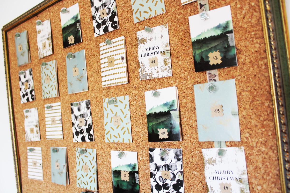 Calendario de adviento terminado - un detalle de las tarjetas