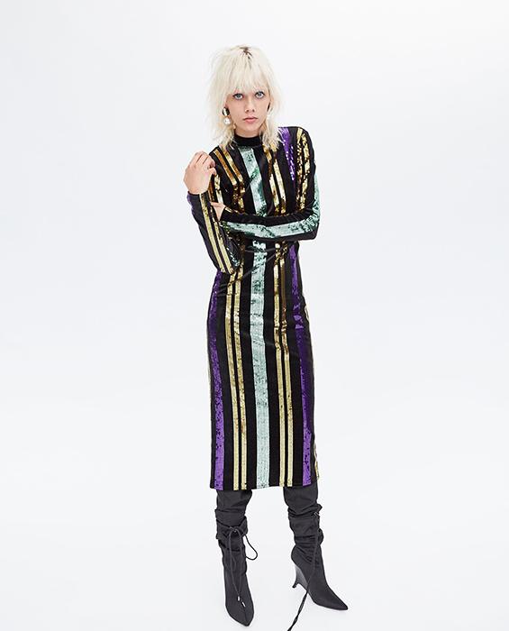 Vestido lentejuelas rayas verticales