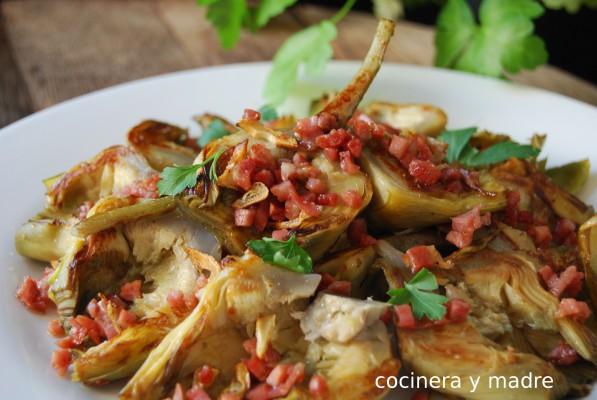 Receta alcachofas con jamón