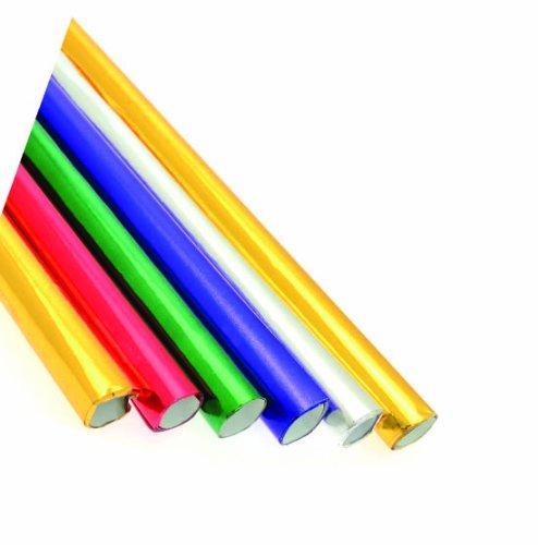 Creativity International - Papel con revestimiento de aluminio para manualidades (6 unidades, 50 x 70 cm, acabado metálico), color rojo, verde, morado, plateado y dorado