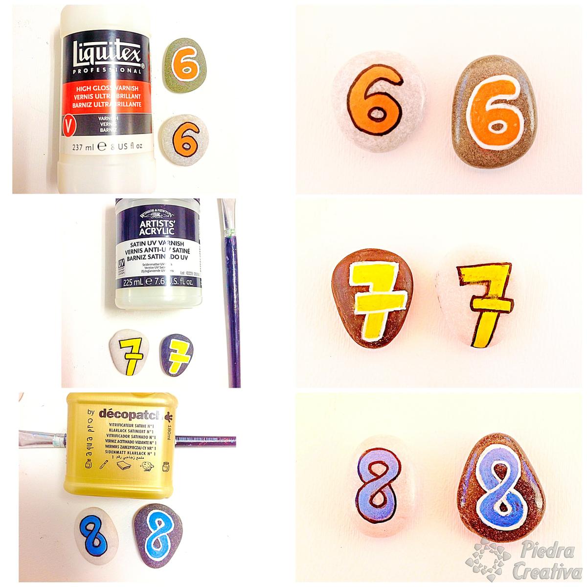 Distintos barnices para piedras pintadas