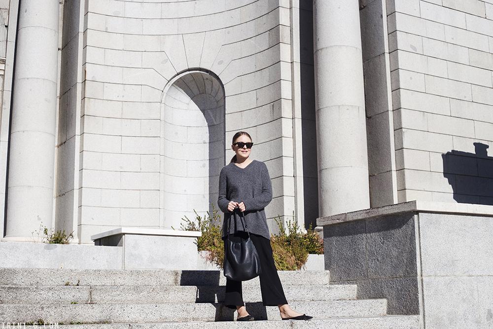 Trini | The Row sweater Theyskens Theory pants