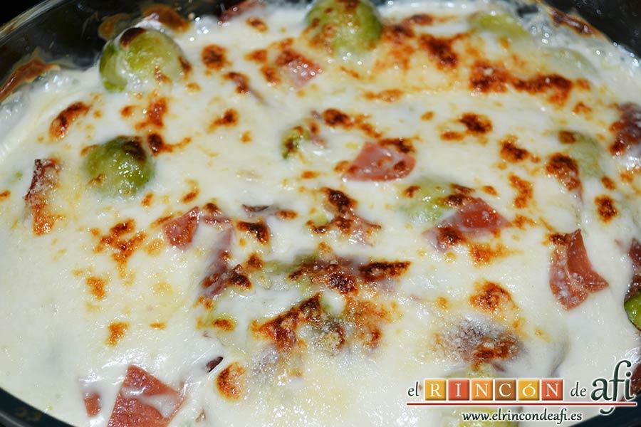 Coles de Bruselas gratinadas, gratinar al horno