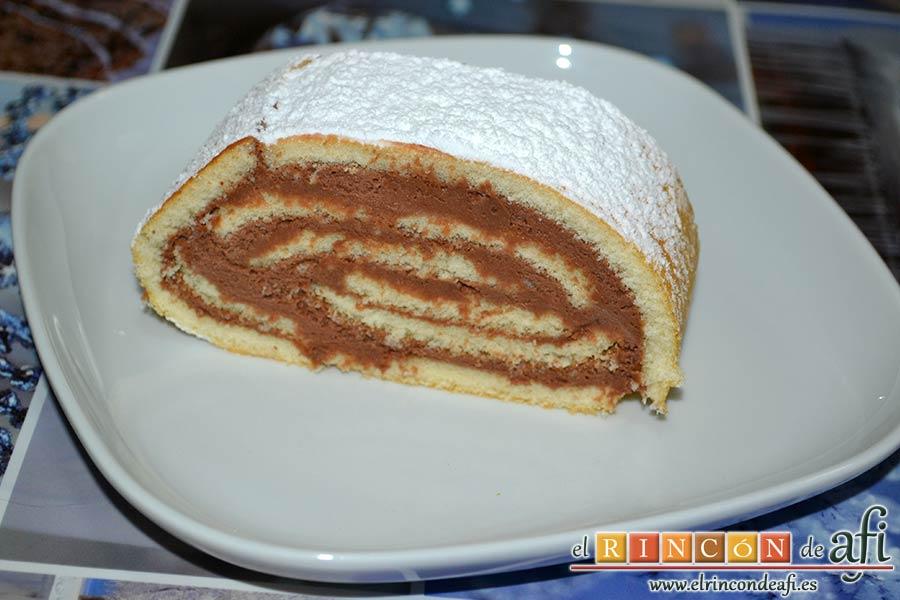 Brazo gitano relleno de trufa, sugerencia de presentación
