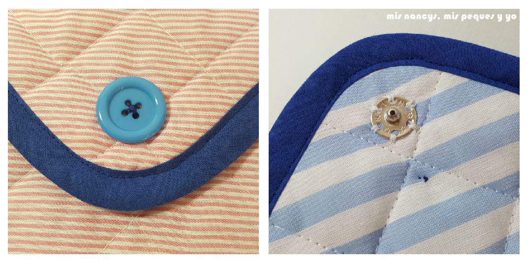 mis nancys, mis peques y yo, conjunto de cambiador para bebe y bolsitas tipo sobre, detalle cierre bolsita tipo sobre