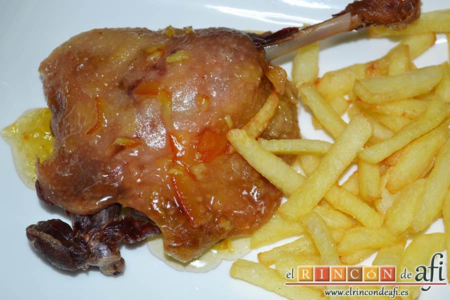 Confit de pato con mermelada de naranja, sugerencia de presentación