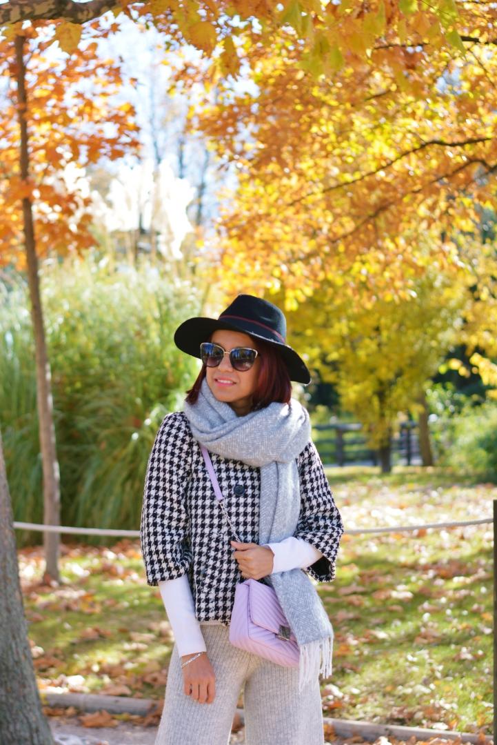 Abrigo con print de pata de gallo