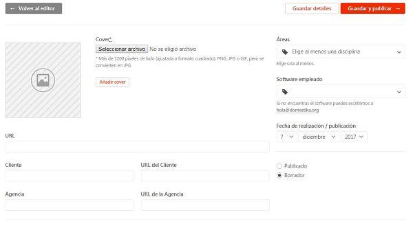 como subir un proyecto en domestika 3