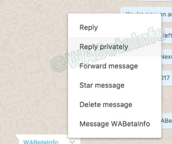 imagen whatsapp web responder en privado a un mensaje