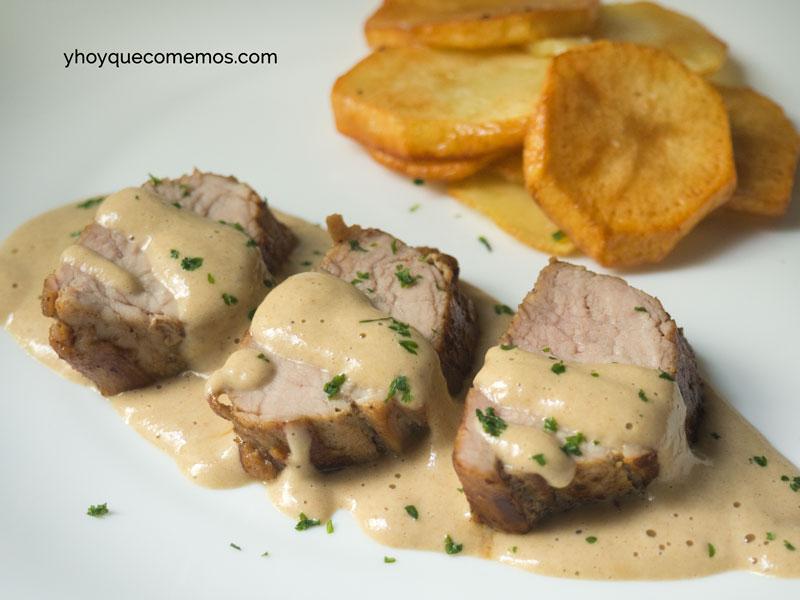 solomillo con salsa de champiñones