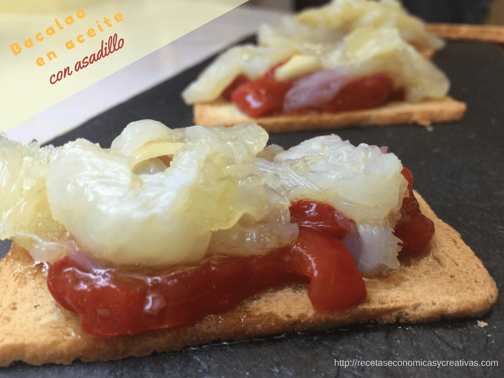 Bacalao en aceite con asadillo