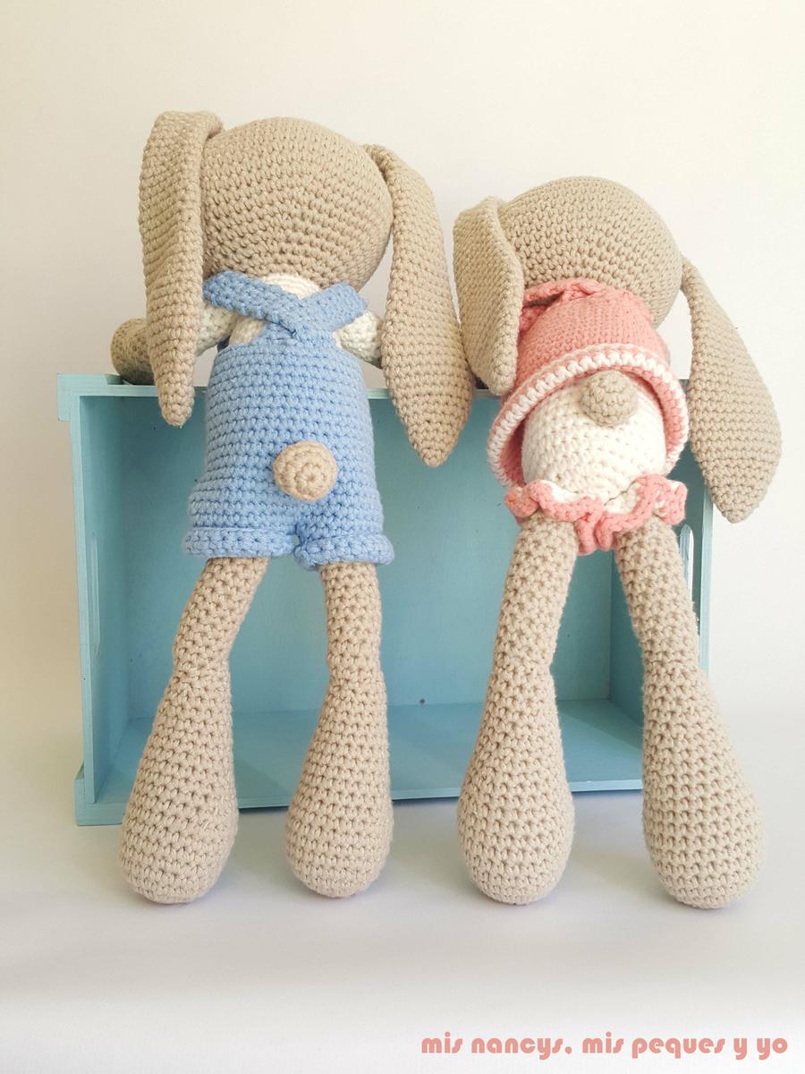 mis nancys, mis peques y yo, pareja de conejitos amigurumis, detalle del culete
