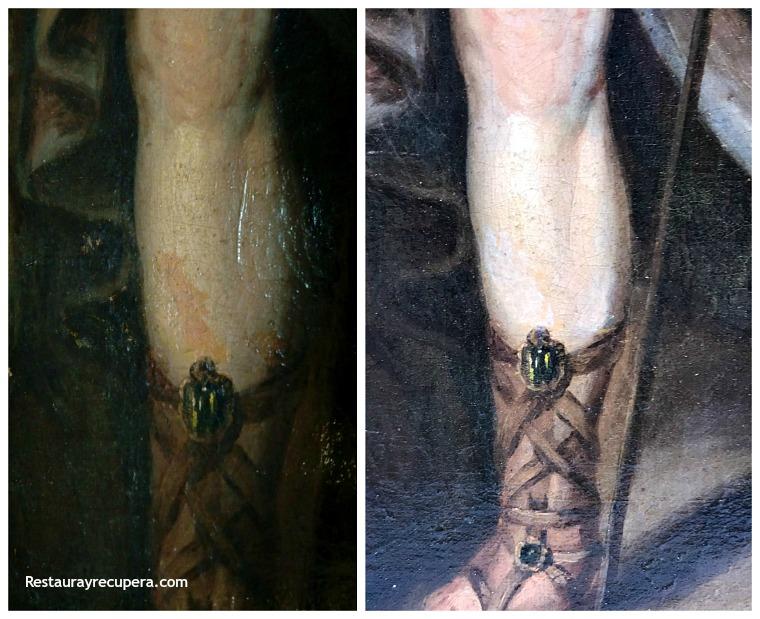 restauración_marco_dorado_y_lienzo_detalle_repinte_restaurayrecupera
