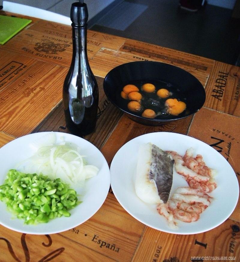 Tortilla de bacalao y gambas