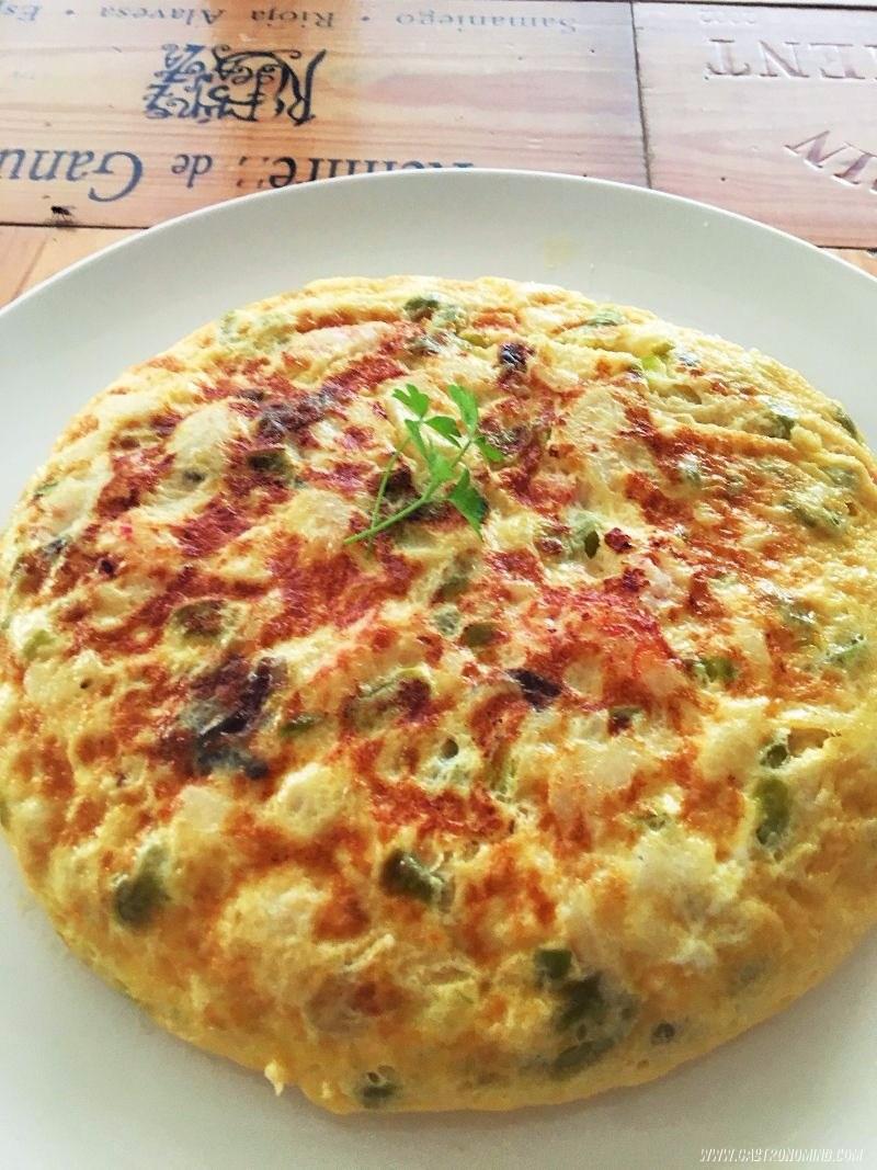 Tortilla de bacalao y gambas