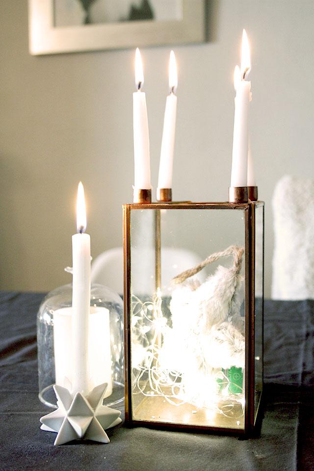 Navidad dorada y gris candelabro