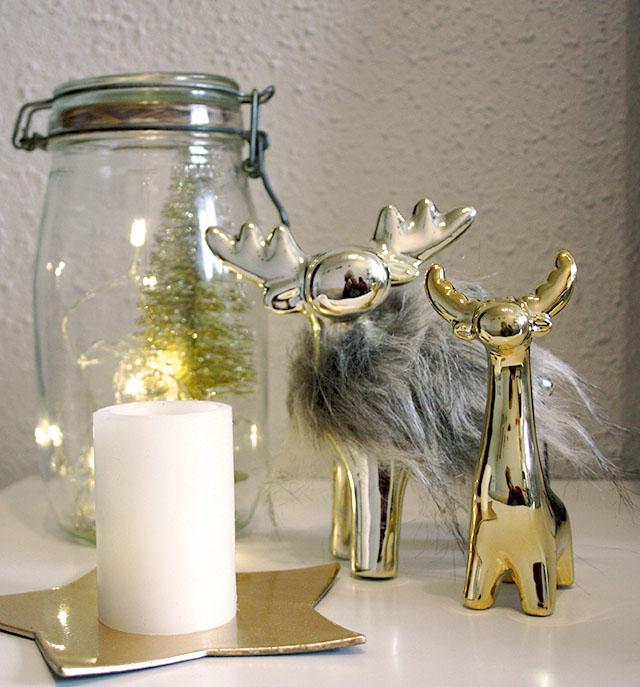 Navidad dorada y gris renos