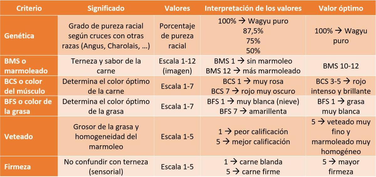 carne de wagyu o kobe, criterios kobe