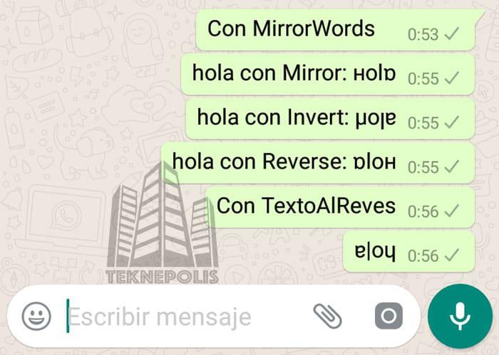 WhatsApp Texto Al Reves