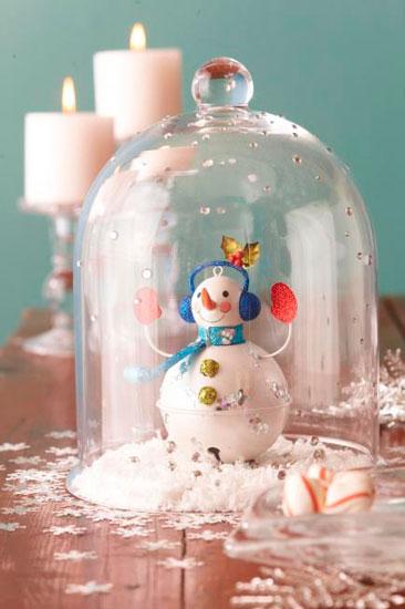centro navideño diy con un muñeco de nieve