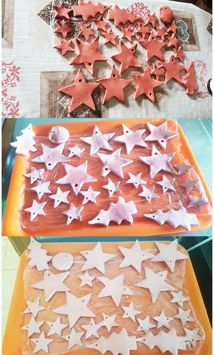 Navidad en cobre - Proceso de secado de los adornos en pasta de modelar