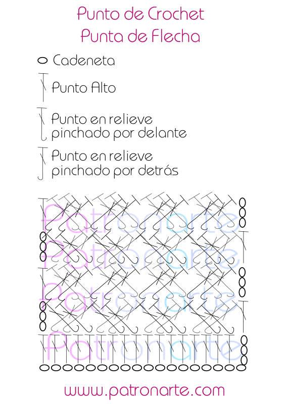 patrón punto de crochet punta de flecha