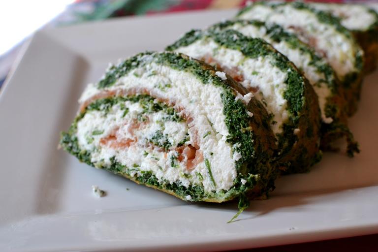 Rollo de Espinaca y Salmón Ahumado.
