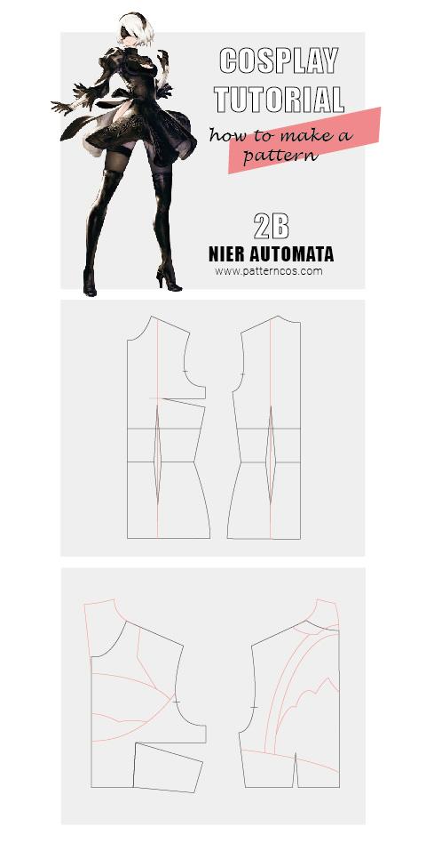 Como hacer el patron del cosplay de 2B de Nier Automata paso a paso