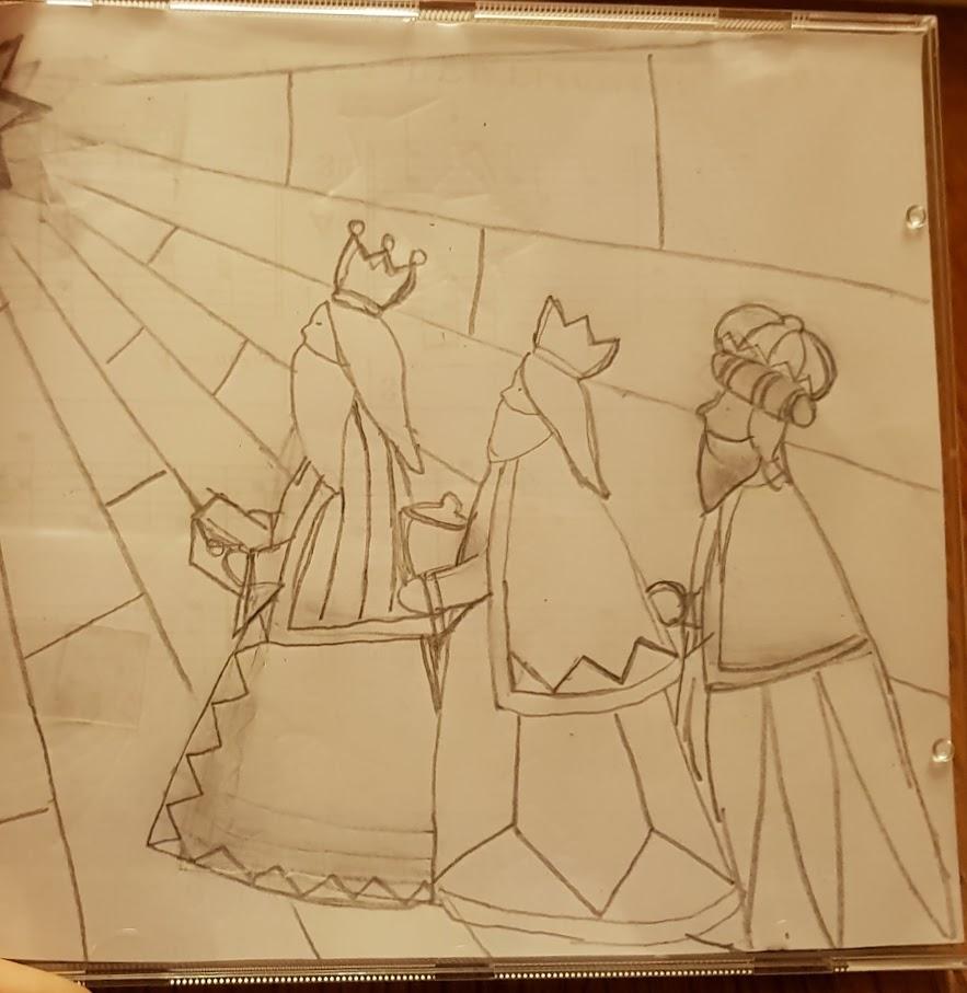 Diseño de los Reyes Magos para el portavelas.