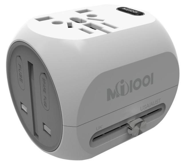 Adaptador universal de viaje con USB tipo C