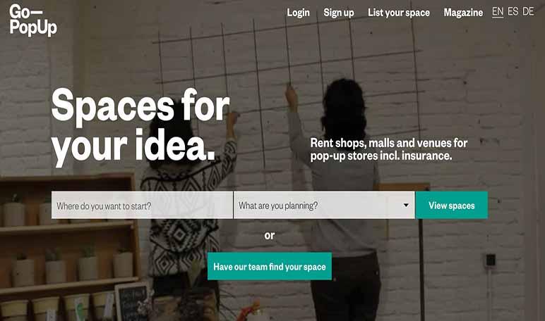 Go-PopUp, una empresa de alquiler de espacios por días