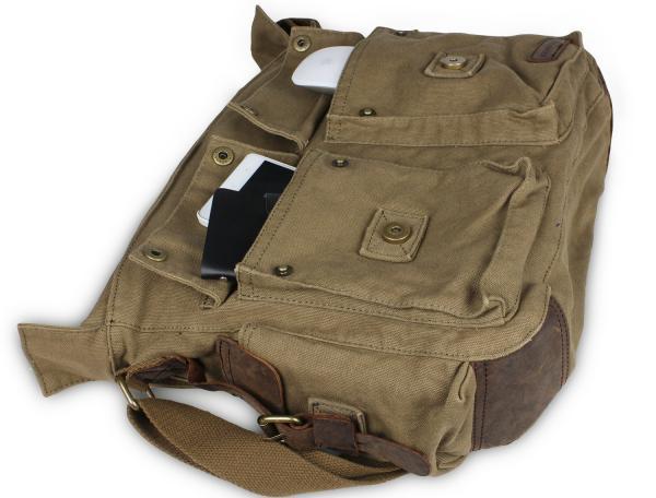 Bandolera de lona para ordenador y documentos - estilo universitaria