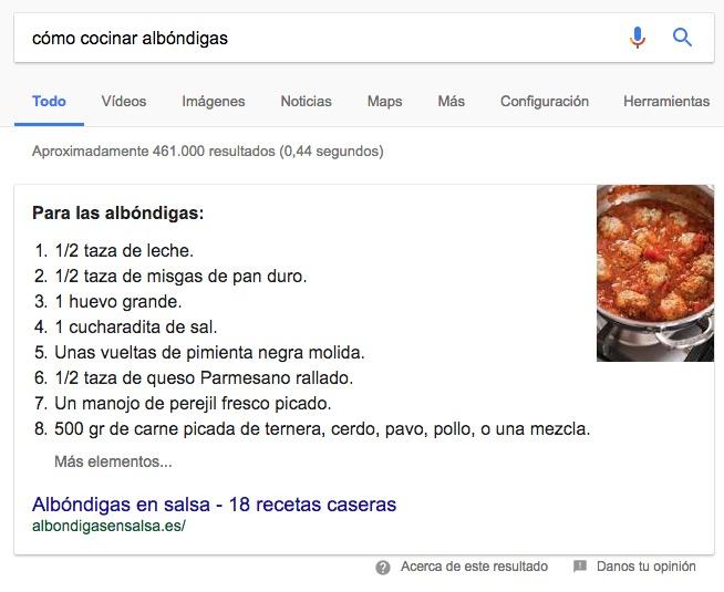 Snippet destacado en 2018