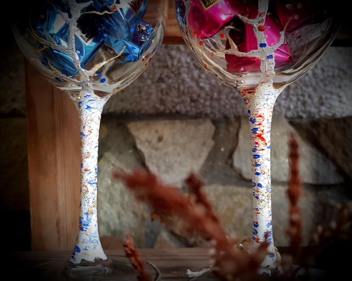 Copas de cristal pintadas a mano (Modelo: Abedul 2017)