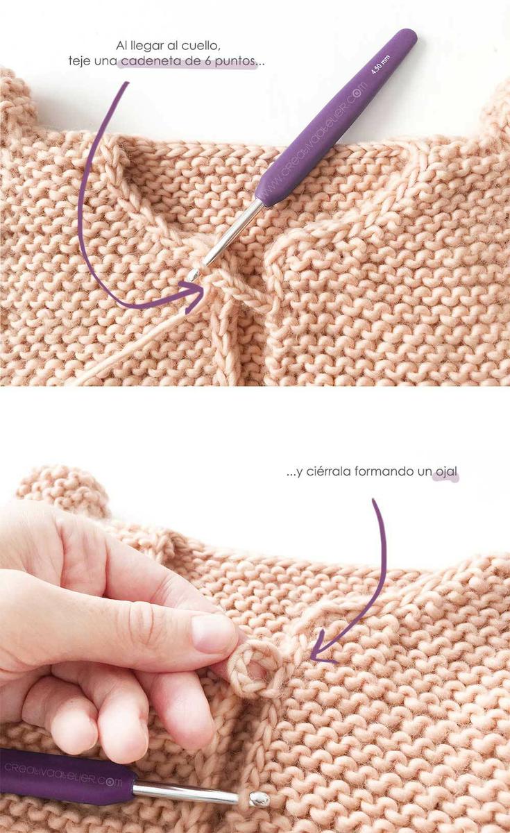 Cómo hacer un chaleco de punto de bebé con volantes en las mangas DIY - Tutorial y Patrón