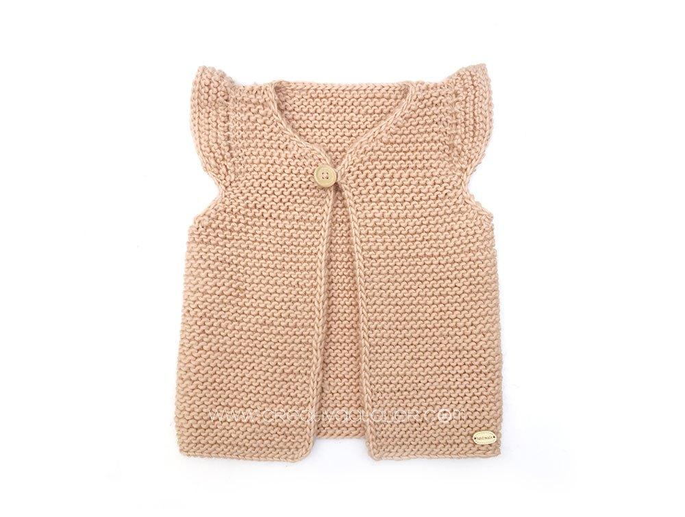 Cómo hacer un chaleco de punto de bebé con volantes en las mangas DIY - Tutorial y Patrón