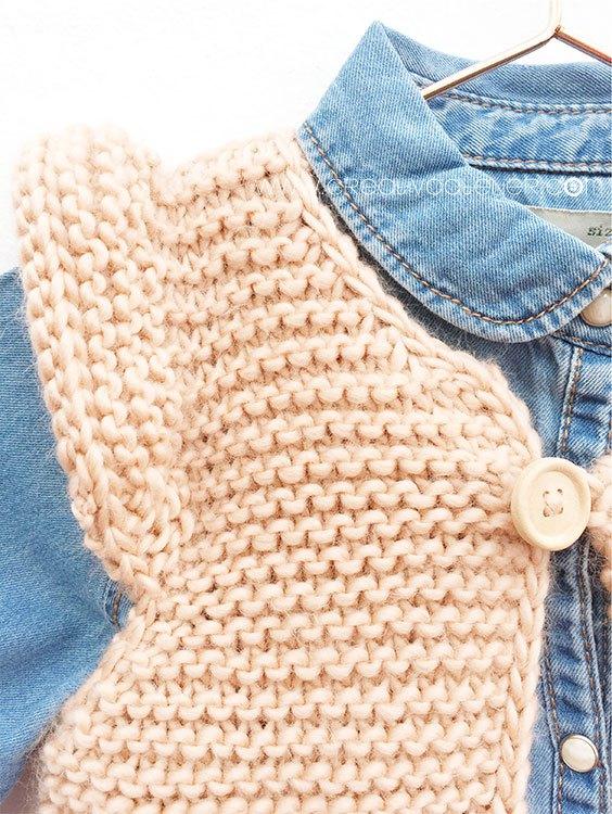 Cómo hacer un chaleco de punto de bebé con volantes en las mangas DIY - Tutorial y Patrón