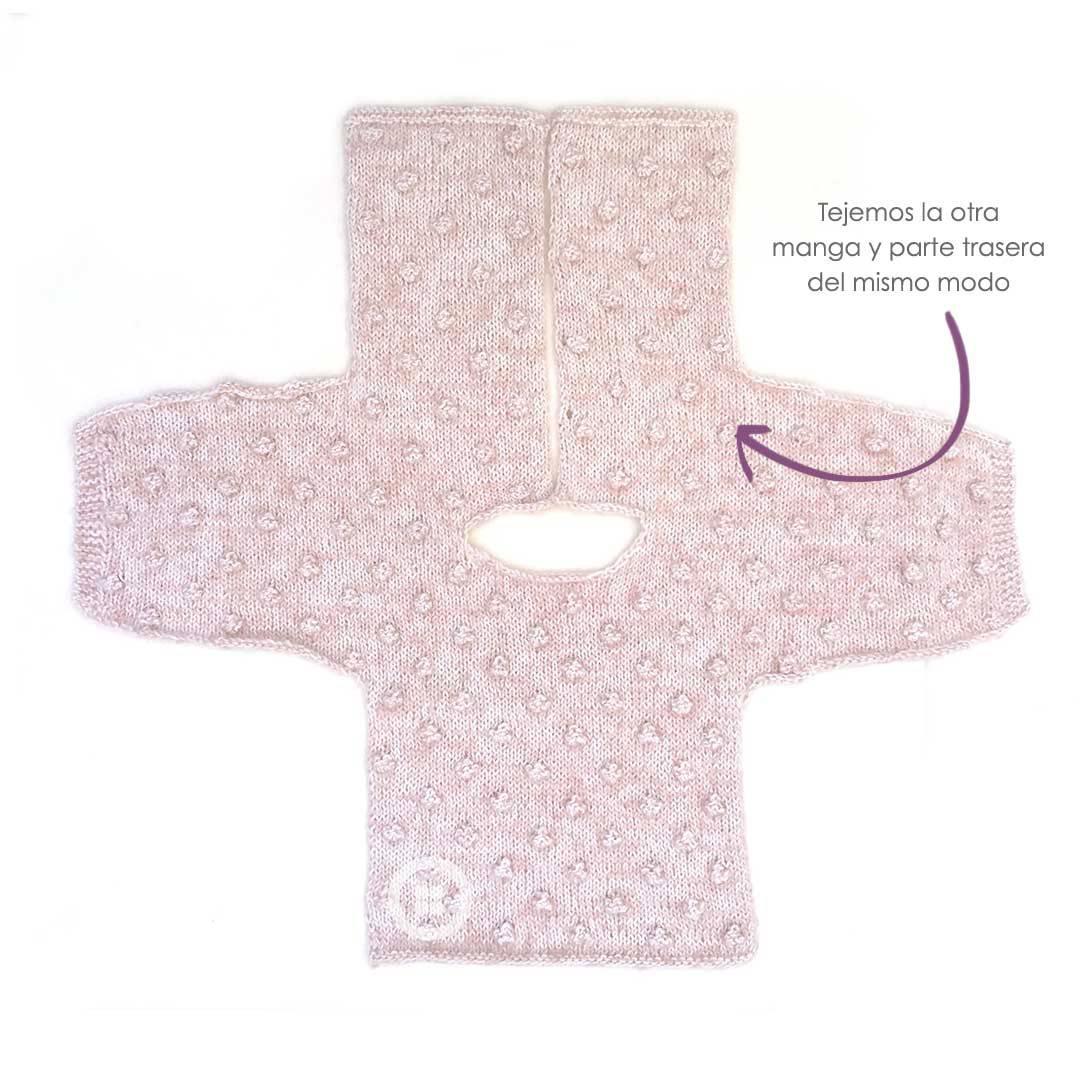 Jersey de punto Popcorn de bebé tejido a dos agujas DIY - Tutorial y patrón