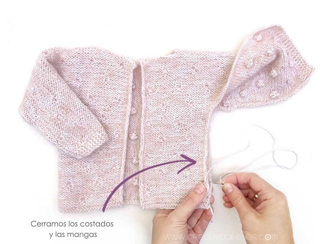 Jersey de punto Popcorn de bebé tejido a dos agujas DIY - Tutorial y patrón