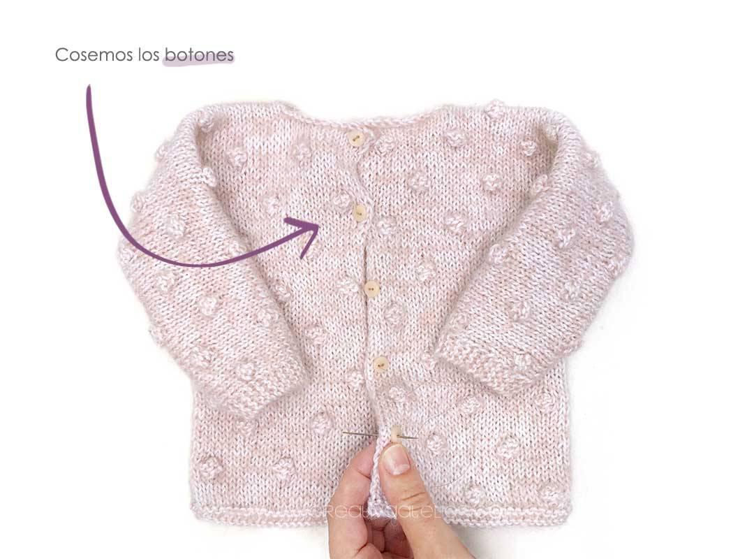 Jersey de punto Popcorn de bebé tejido a dos agujas DIY - Tutorial y patrón