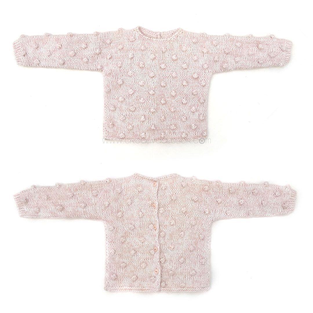 Jersey de punto Popcorn de bebé tejido a dos agujas DIY - Tutorial y patrón