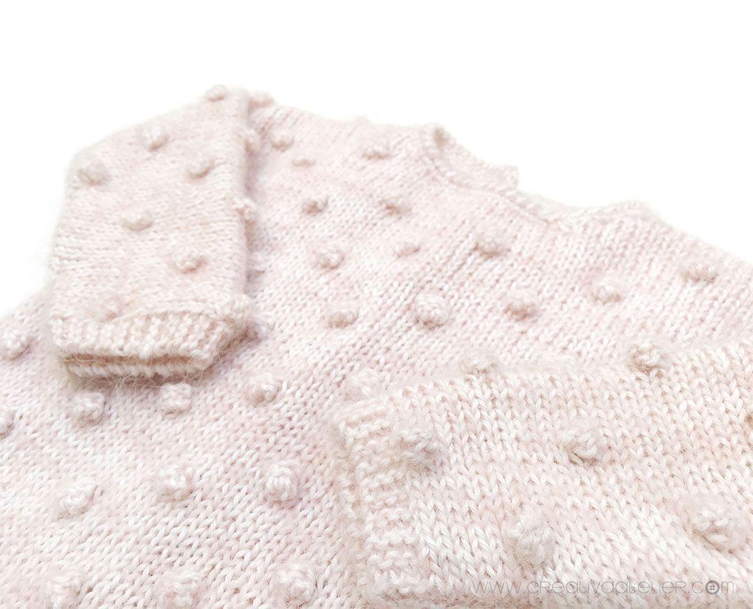 Jersey de punto Popcorn de bebé tejido a dos agujas DIY - Tutorial y patrón