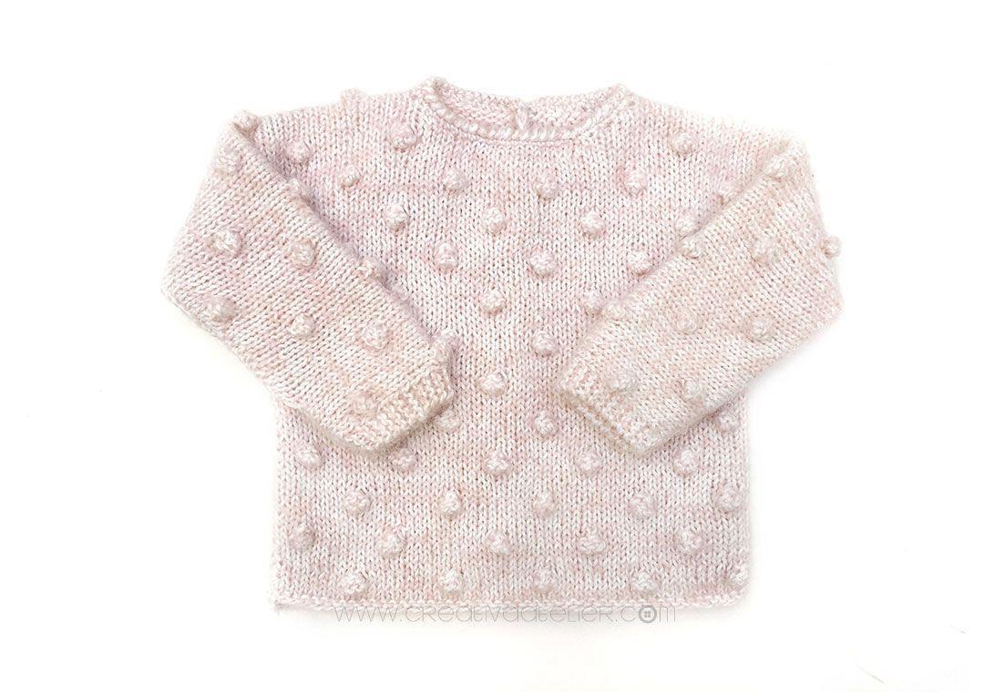 Jersey de punto Popcorn de bebé tejido a dos agujas DIY - Tutorial y patrón
