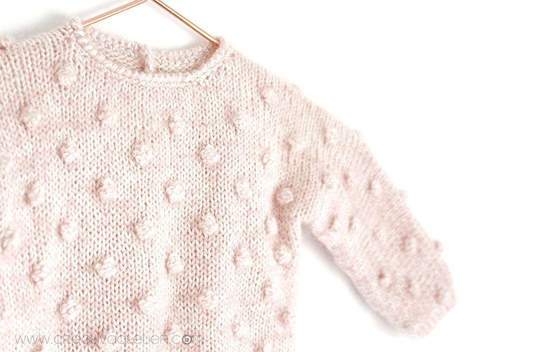 Jersey de punto Popcorn de bebé tejido a dos agujas DIY - Tutorial y patrón