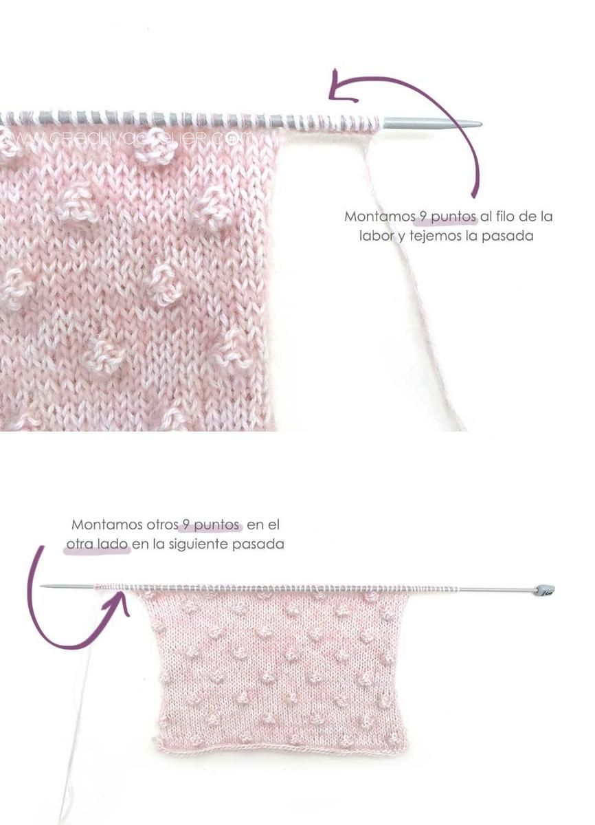 Jersey de punto Popcorn de bebé tejido a dos agujas DIY - Tutorial y patrón